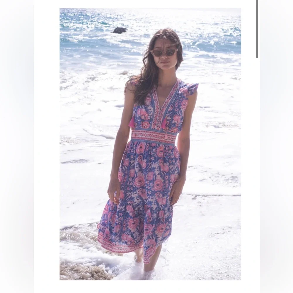 Alicia Bell silk cotton Annabelle Midi Dress- Cotton size XS - Picture 2 of 12